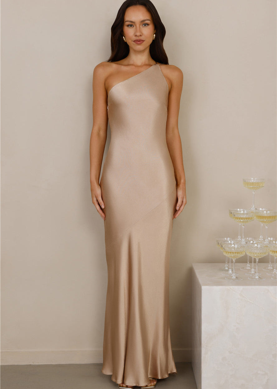 Helena | szampańska sukienka maxi