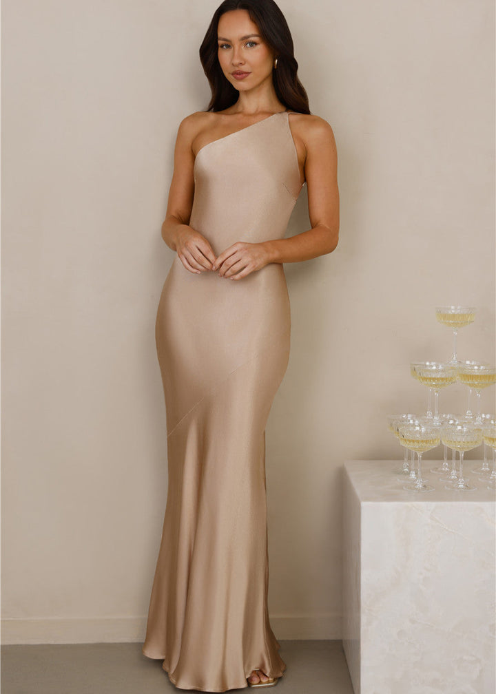 Helena | szampańska sukienka maxi