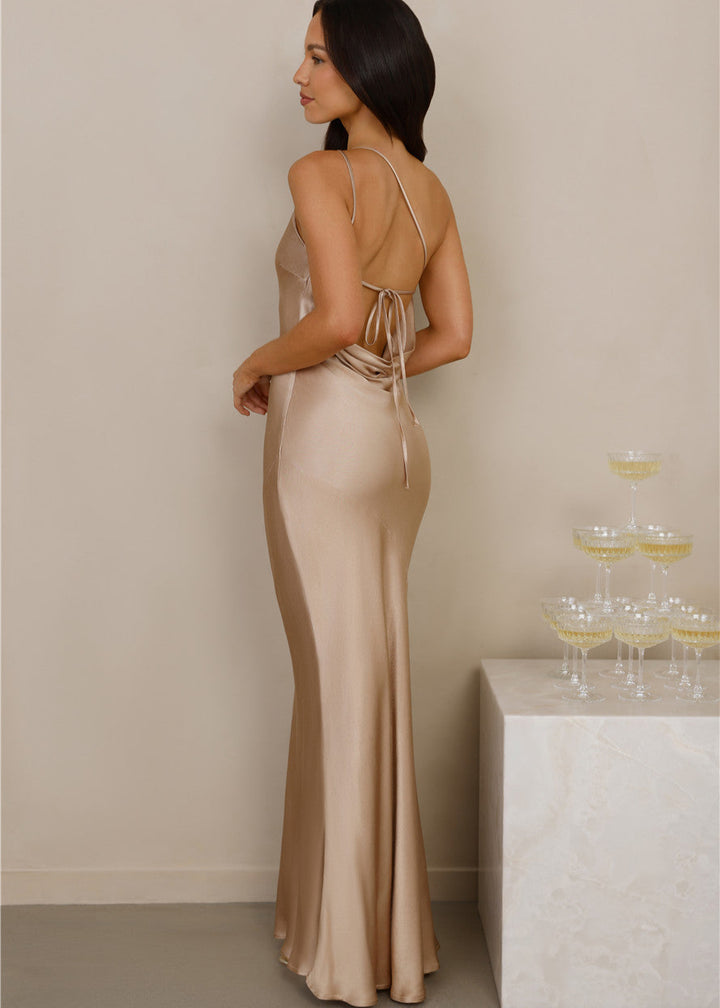 Helena | szampańska sukienka maxi