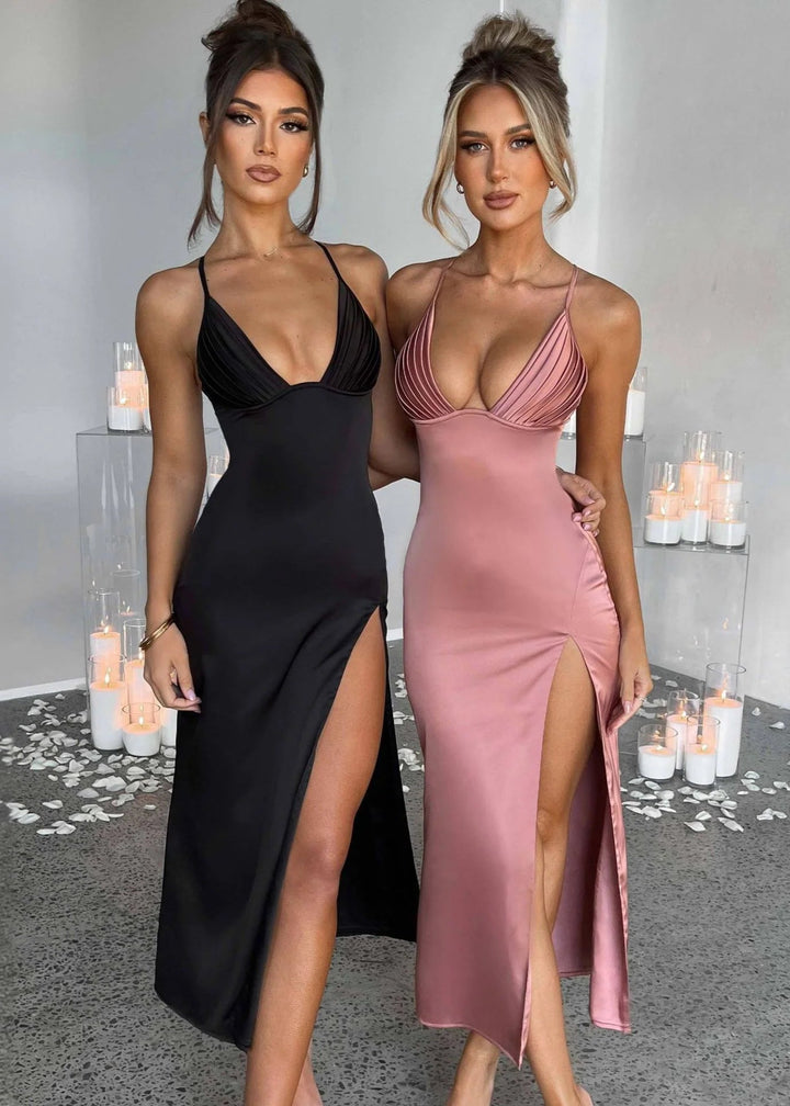 Szykowna sukienka midi – elegancka wieczorowa