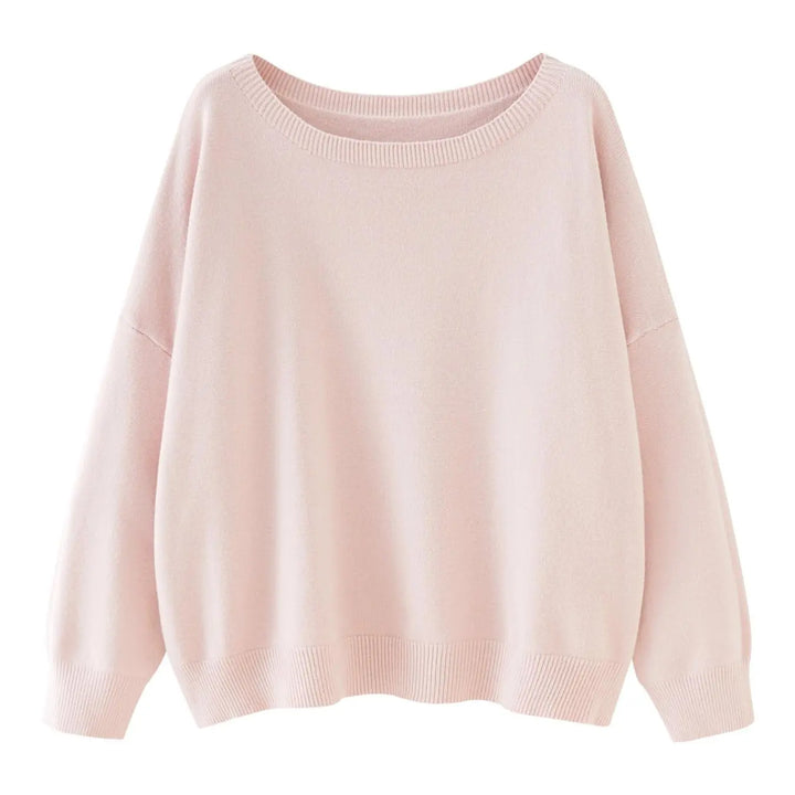 Sweter dzianinowy o casualowym stylu z opadającymi ramionami i długimi rękawami.