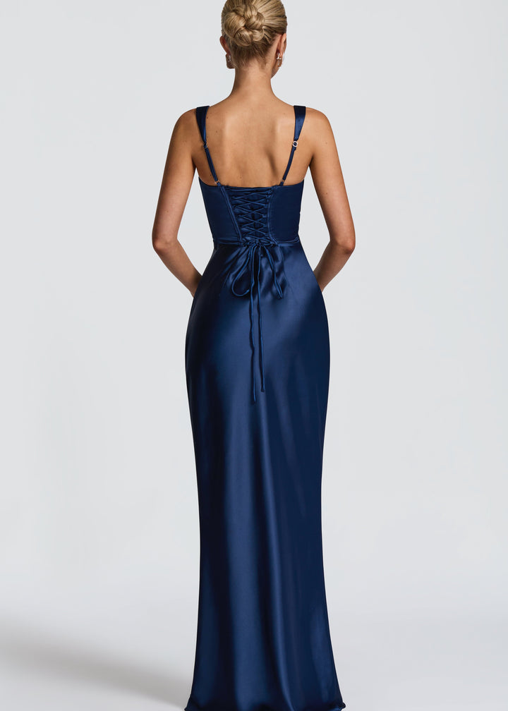 Janina | Granatowa sukienka maxi