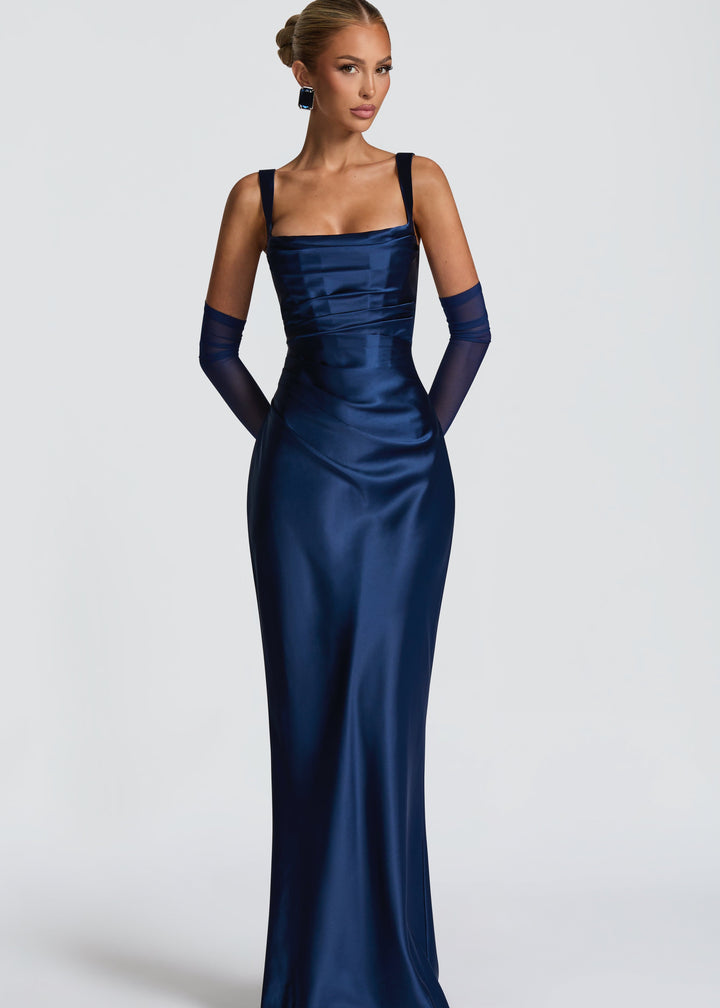 Janina | Granatowa sukienka maxi