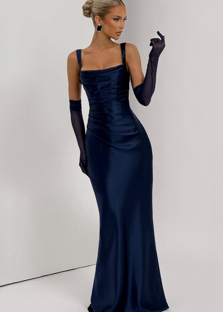 Janina | Granatowa sukienka maxi
