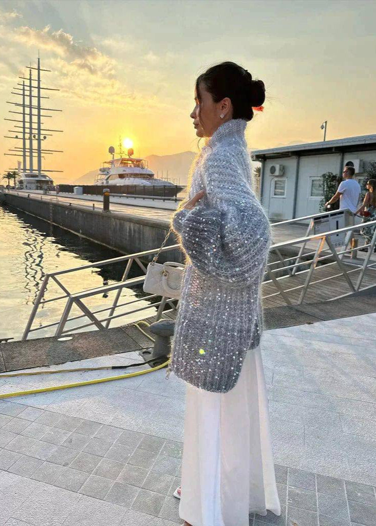 Julia | Glam Dzianinowy Kardigan na Zamek