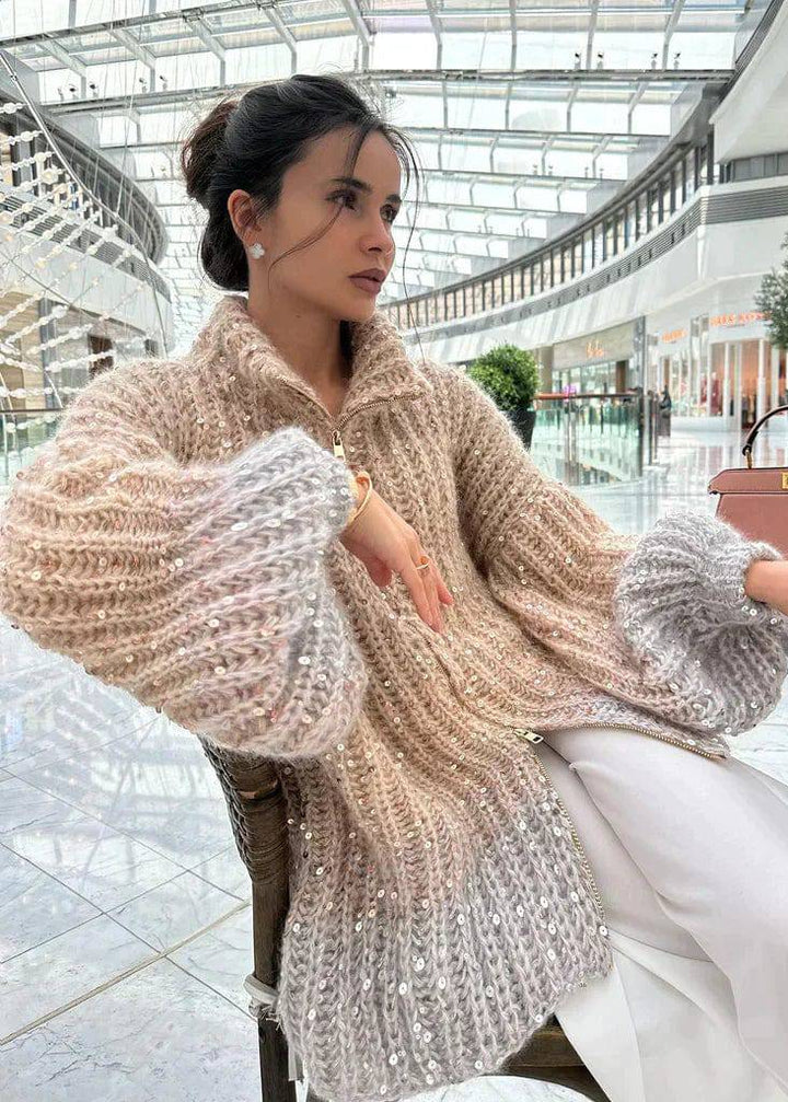 Julia | Glam Dzianinowy Kardigan na Zamek