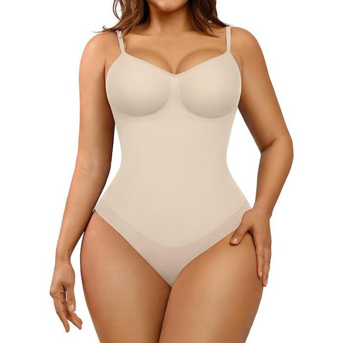Bezszwowe body z zakrytym biustem i stringami – wygodna bielizna modelująca