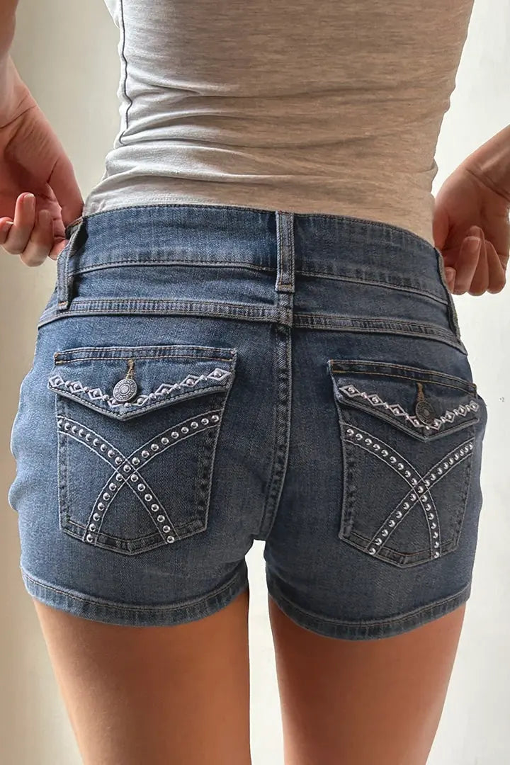 Szorty jeansowe slim fit z niskim stanem